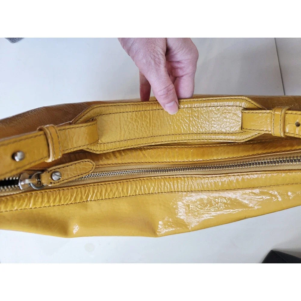 Cole Haan Hobo Patent‎ Leather Large Yellow Leather Hobo Shoulder Handbag Y2K
